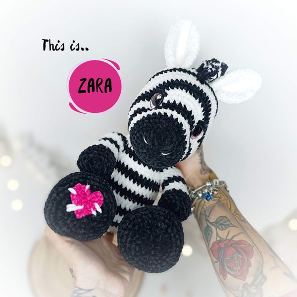 Crochet Zebra Pattern Download PDF Amigurumi Stuffed Animal Patterns for Beginners Zara Zebra Plushie Pattern in English