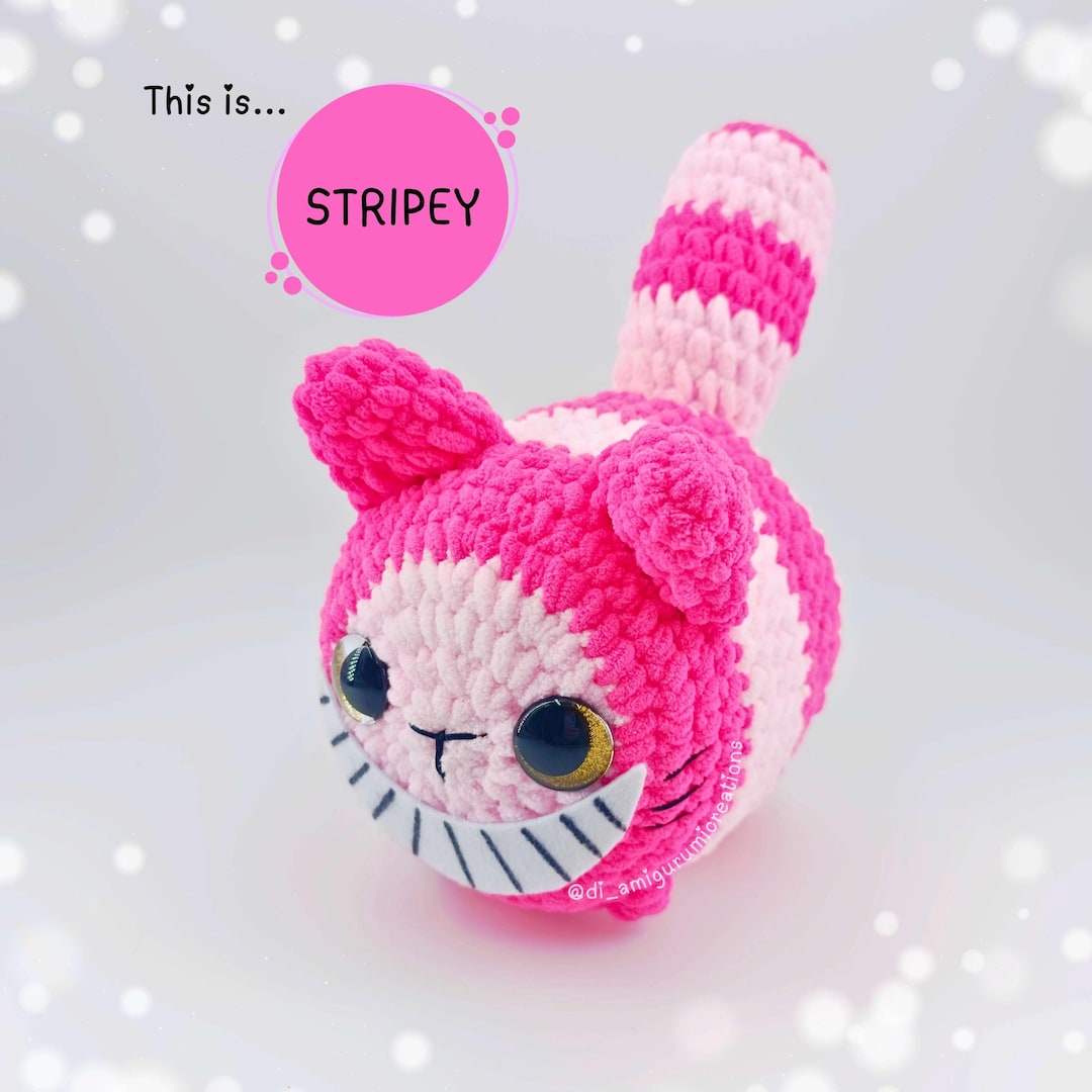 Stiped Cat Pattern Striped Pink Cat Crochet Pattern PDF – “stripey” Mischief-grin Kitty ...