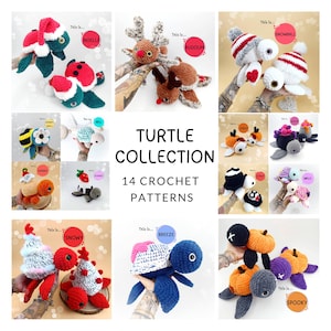 PAQUETE de patrones de crochet de tortuga en PDF: 14 tortugas marinas y de fantasía • Set de amigurumi para principiantes, descarga instantánea, 70 % de descuento