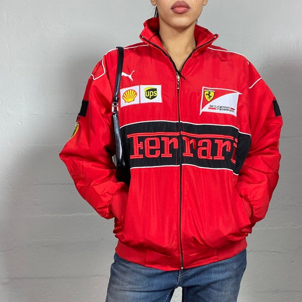 Vintage Bomber Jacket, Ferrari F1  Nascar Racing jacket, Y2K Mens & Womans Jacket, Gift for Car Enthusiasts, Unisex Oversize jacket