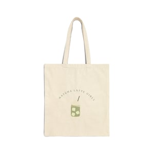 Matcha Latte Girly Cotton Canvas Tote Bag