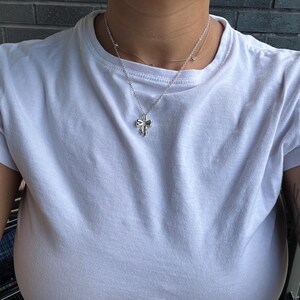 18 inch 18k Gold Plated Bow Charm Necklace, Bow Charm Necklace, Gold Bow Charm Necklace