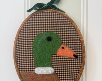 Needle Felted mallard | Nursery Wall Art – Handmade Needle Felt Embroidery Hoop