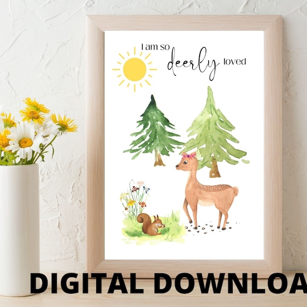 Digital Children's Wall Art, Digital Prints, Forest Creatures, Baby Animals, Nursery Wall Art, Nursery Art Prints, Baby Shower Gift