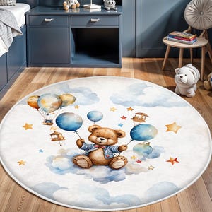 Niedlicher Bären-Kinderteppich, Bestseller-Babyteppich, rutschfester Jungenteppich, handgefertigter Kinderteppich, waschbarer Babyteppich, Kleinkindteppich