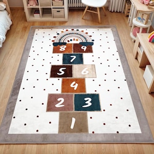 Hopscotch Kinderspieldecke, Lernnummer Kinder Ma, |Bester lernfähiger Kinderteppich, rechteckige Kinderzimmerteppiche, bunte Aktivitätsteppiche