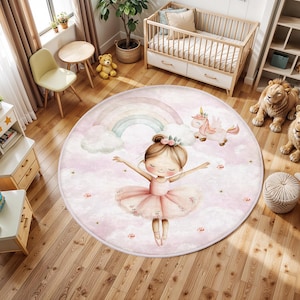 Ballerina Mädchenzimmer Teppich, Kinderzimmer Teppich, Waschbar, Baby Spielzimmer Teppich, Kinderzimmer Teppich, Kinderzimmer Teppich