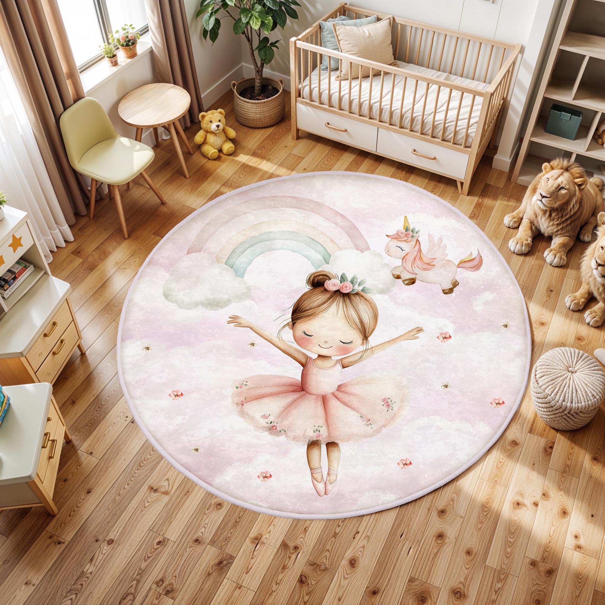 Ballerina  Girls Room  Rug, Kids Room Rug, Baby Playroom Mat, Washable Nursery Rug, Play Mat, Rabbit Baby Carpet, Bestselling Kids Room Rug