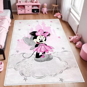 Minnie Maus Teppich, Kinderzimmer Minnie Teppich, Baby Mädchen Spielzimmer Teppich, Waschbarer Runder Baby Teppich, rutschfester Kinder Teppich, Micky Maus Teppich, Spielzimmer Matte