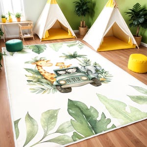 Safari Tiere Teppiche, Kinderzimmer Teppich, Kinder Spielzimmer Matte, waschbar, rutschfest, weich, Spielteppich, Jungen Teppich, Safari Kinderteppich, Kleinkind-Vorleger