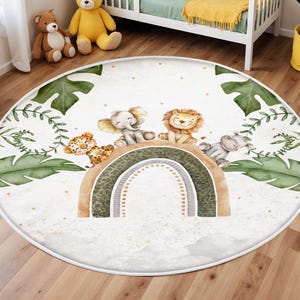 Safari Tier Teppich, Teppich, Wollteppich, Waschbar Kinderteppich, Kinderzimmerteppich, Kinderzimmerteppich, Rutschfest
