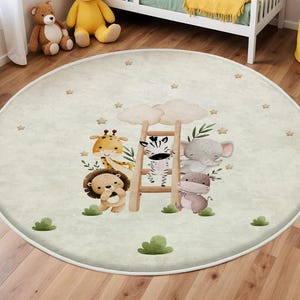 Kinderteppich mit Dschungeltieren, Spielzimmerteppich, Waschbarer, rutschfester Teppich für Kinder, Kinderteppich, Kinderteppich, Kinderteppich