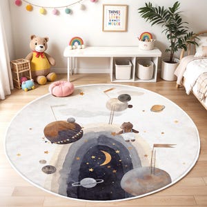 Planet Bodenteppich, Galaxy rutschfester Kleinkindteppich, Planetenaktivität, Kinderteppich, Raketen-Themen- Jungenteppich, Mathe-Vorleger, Kinderteppich