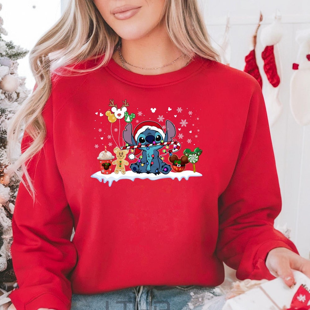 Lilo And Stitch Sweatshirt, Lilo And Stitch Christmas, Disney Christmas Sweatshirt, Disney Sweatshirts, Stitch Christmas, Disney Stitch