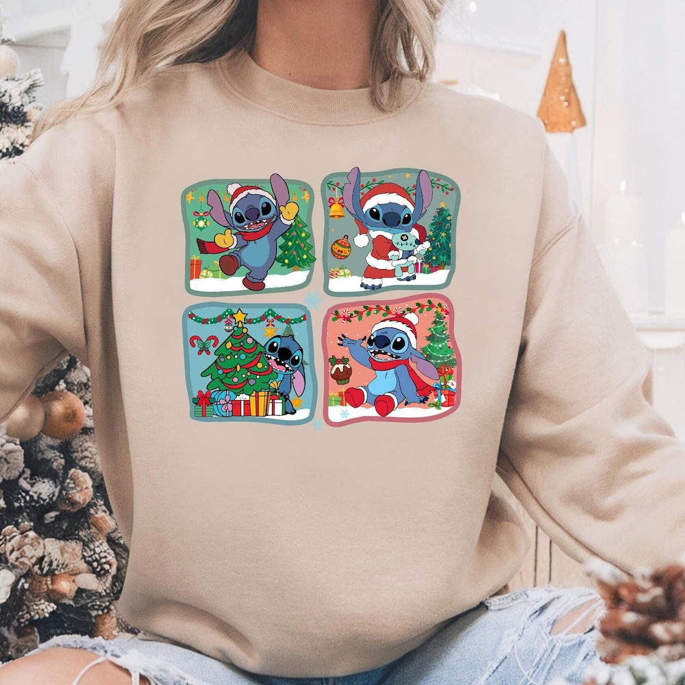 Lilo And Stitch Sweatshirt, Disney Sweatshirts, Disney Christmas Sweatshirt, Lilo And Stitch Christmas, Stitch Christmas, Disney Stitch