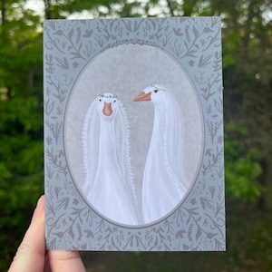 Victorian Goose Card | LGBTQ Wedding | Anniversary | Retro Vintage | Original Handmade
