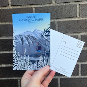 postale originale de parc national Banff | Alberta | Télécabine du mont Sulphur | Poster d'extérieur vintage rétro