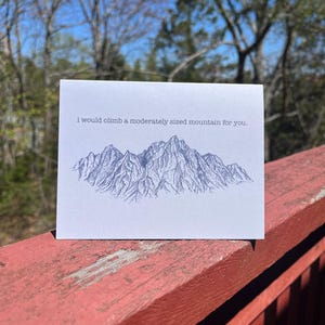 carte faite main originale de montagne | Je gravirais une montagne de taille moyenne pour vous | Saint-Valentin | Anniversaire |