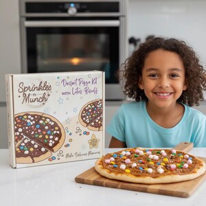 Kit de repostería para niños, kit para crear tu propia pizza de postre, cesta de regalo personalizada para buzón, kit de comida, cesta de regalo infantil, actividad culinaria DIY imagen 3