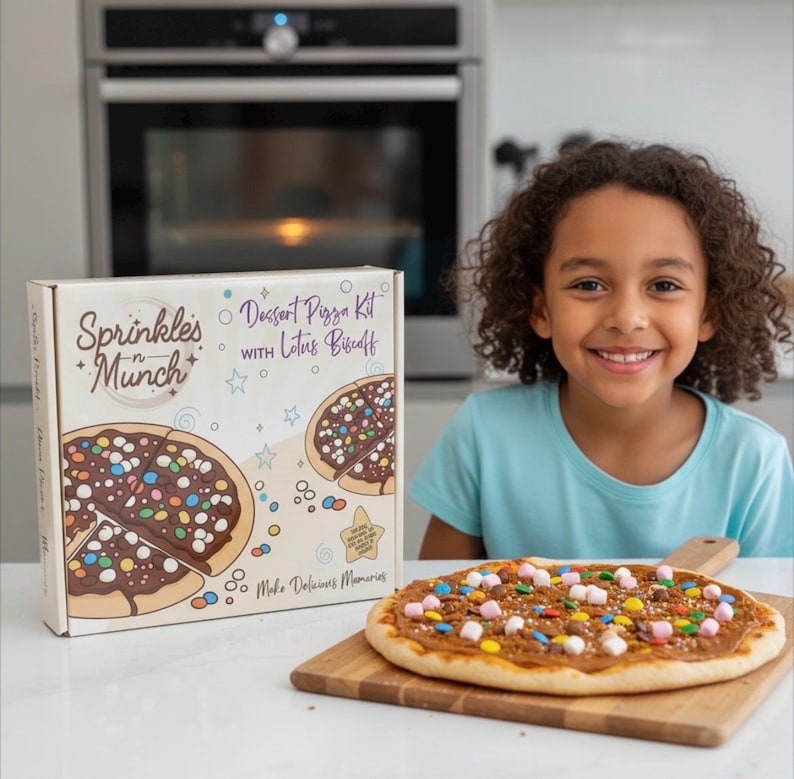 Kit de repostería para niños, kit para crear tu propia pizza de postre, cesta de regalo personalizada para buzón, kit de comida, cesta de regalo infantil, actividad culinaria DIY imagen 3