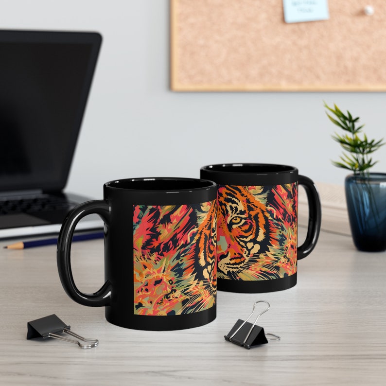 Neon Tiger Mug, Colorful Mug, Tropical Art, Abstract Art Coffee Mug ...