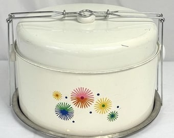 Vintage 1950 Atomic Starburst Cake Pie Carrier Portable Stacking