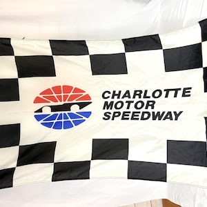 Vtg 90&#39;s NASCAR Charlotte Motor Speedway Checkered Flag Banner 33x58 w/ Grommets