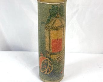 Vintage Christmas Sugar Frosted Pillar Candle Lantern Ornaments 9"