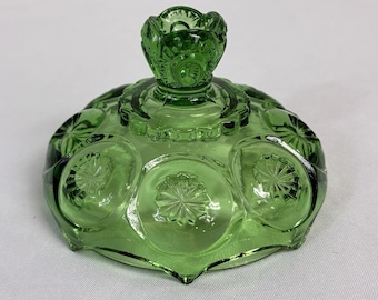 LE Smith Moon and Stars Green Glass Replacement Lid 4” Rim - As Is