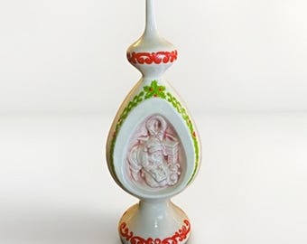 VTG Byron Molds 1977 Ceramic Christmas Santa Diorama Decor Topper Figurine