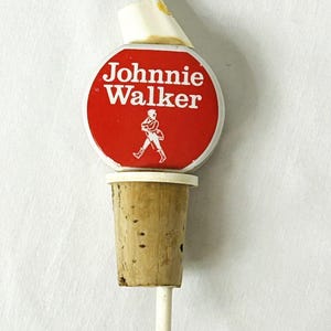 Tapón vertedor de corcho para botella de licor de Johnnie Walker de plástico y porcelana vintage imagen 1