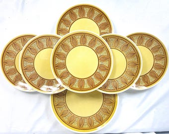 Vintage Taylor Smith & Taylor Honey Gold Ironstone 9 Dinner Plates 1 Platter