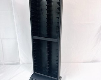 Vintage Alpha Laserline 40 VHS Video Cassette Storage Rack Tower - 2 Piece Black