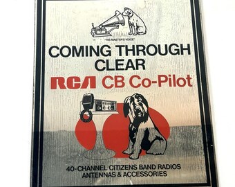 Vintage 1970s RCA CB Co-Pilot Advertising Bar Mirror Sign Nipper Dog 14" x 17"