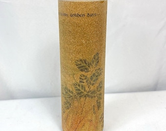 Vintage Christmas Sugar Frosted Pillar Candle Golden Hours Golden Days 9"