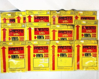 Vtg Presto Stik Vinyl Plastic Letters White Yellow Gold NOS Lot of 13 packages