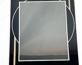 Art Deco Reverse Paint Picture Frame Black Beige Gold 10"x12" (7.25x9.25") AS IS