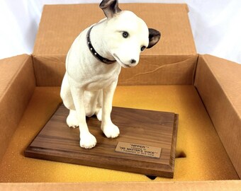 Vtg 10" RCA Victor Nipper Dog Flocked Chalkware 1986 Anthony Visco Original Box