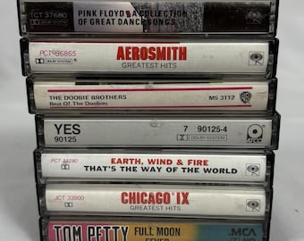 Lot of 7 Vintage Classic Rock Cassette Tapes Pink Floyd Aerosmith Tom Petty Yes