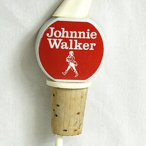 Tapón vertedor de corcho para botella de licor de Johnnie Walker de plástico y porcelana vintage imagen 3