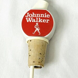 Tapón vertedor de corcho para botella de licor de Johnnie Walker de plástico y porcelana vintage imagen 4