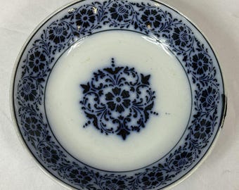 K & G Luneville France Antique Opaque Flow Blue White Transferware 8.5” Bowl
