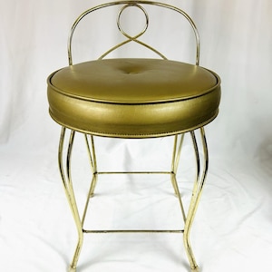 Vintage MCM George Koch & Sons Gold Vanity Chair Stool Hollywood Regency