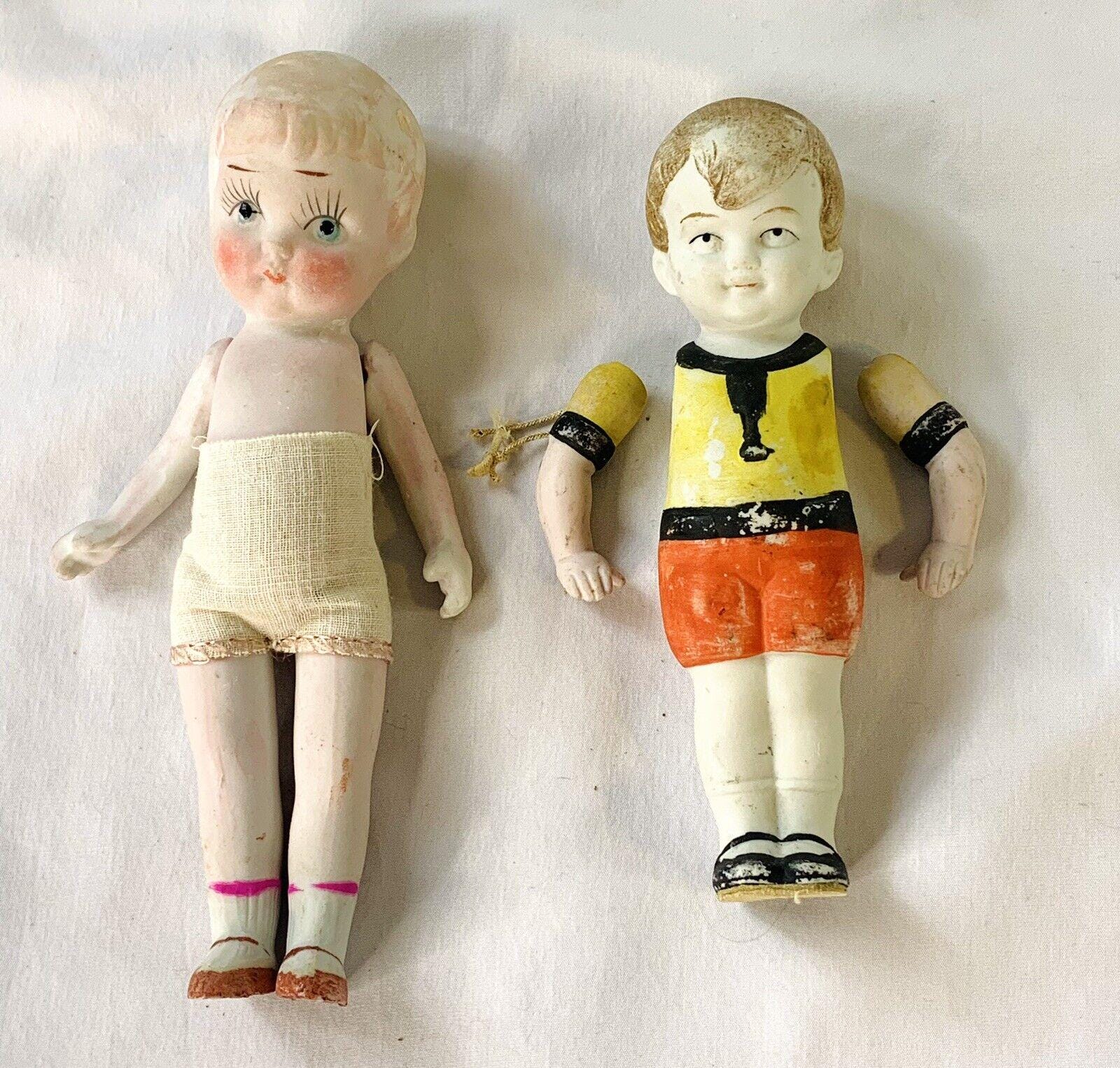 好きに Vtg Antique Japan 6.5” Dolls Boy Ceramic Bisque Jointed その他