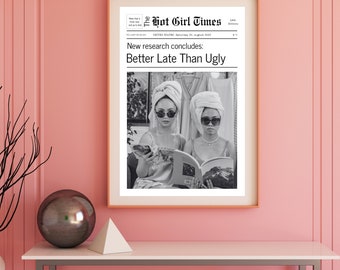 Coastal Cowgirl Art, Trendy Newspaper Print, Girly Wall Art, Headline Wall Art, Preppy Room Decor, Preppy Vintage Print