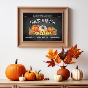 Impresión de parche de calabaza, letrero de calabaza rústica, imprimibles de otoño, póster de otoño, decoraciones vintage de Acción de Gracias, impresiones vintage de otoño, arte de calabaza