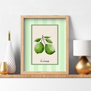 Lime Fruit Print, Minimalistic Fruit Prints, Printable Kitchen Wall Art, Modern Farmhouse Kitchen Decor, Trendy Foodie Prints, Citrus Print