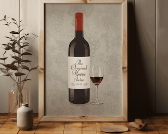 Vintage Wine Poster, Bar Cart Art Print, Wine Wall Decor, Wine Wall Poster, Cocktail Art Print, Wine Art Poster, Bar Cart Decor
