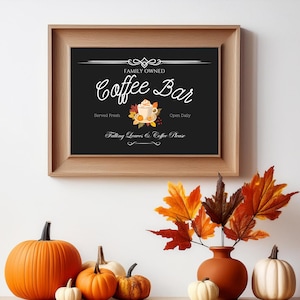 Letrero de cafetería vintage, impresiones descargables de otoño, arte de palabras de otoño, póster de otoño, decoración de cabaña de otoño, arte rústico de otoño, granja de otoño