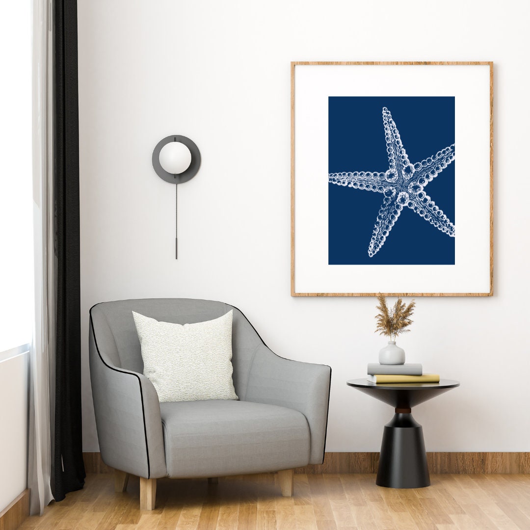 Beach Wall Art, Coastal Art, Navy Blue Prints, Ocean Theme Wall Art ...